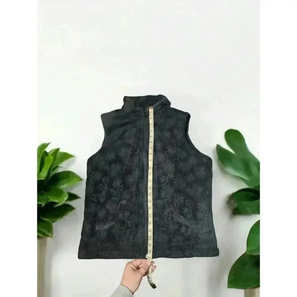Columbia Black Velvet Fleece Floral Womans Reversible Vest Zip - Picture 6 of 6